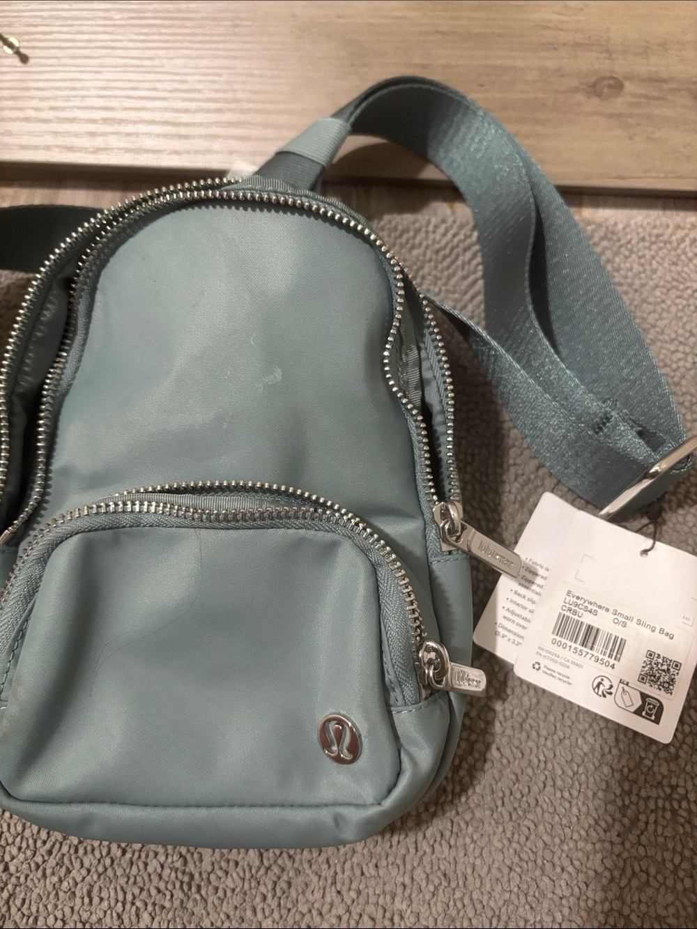 lululemon gray-green Mini Sling Backpack with Silver Hardware - Picture 2 of 3